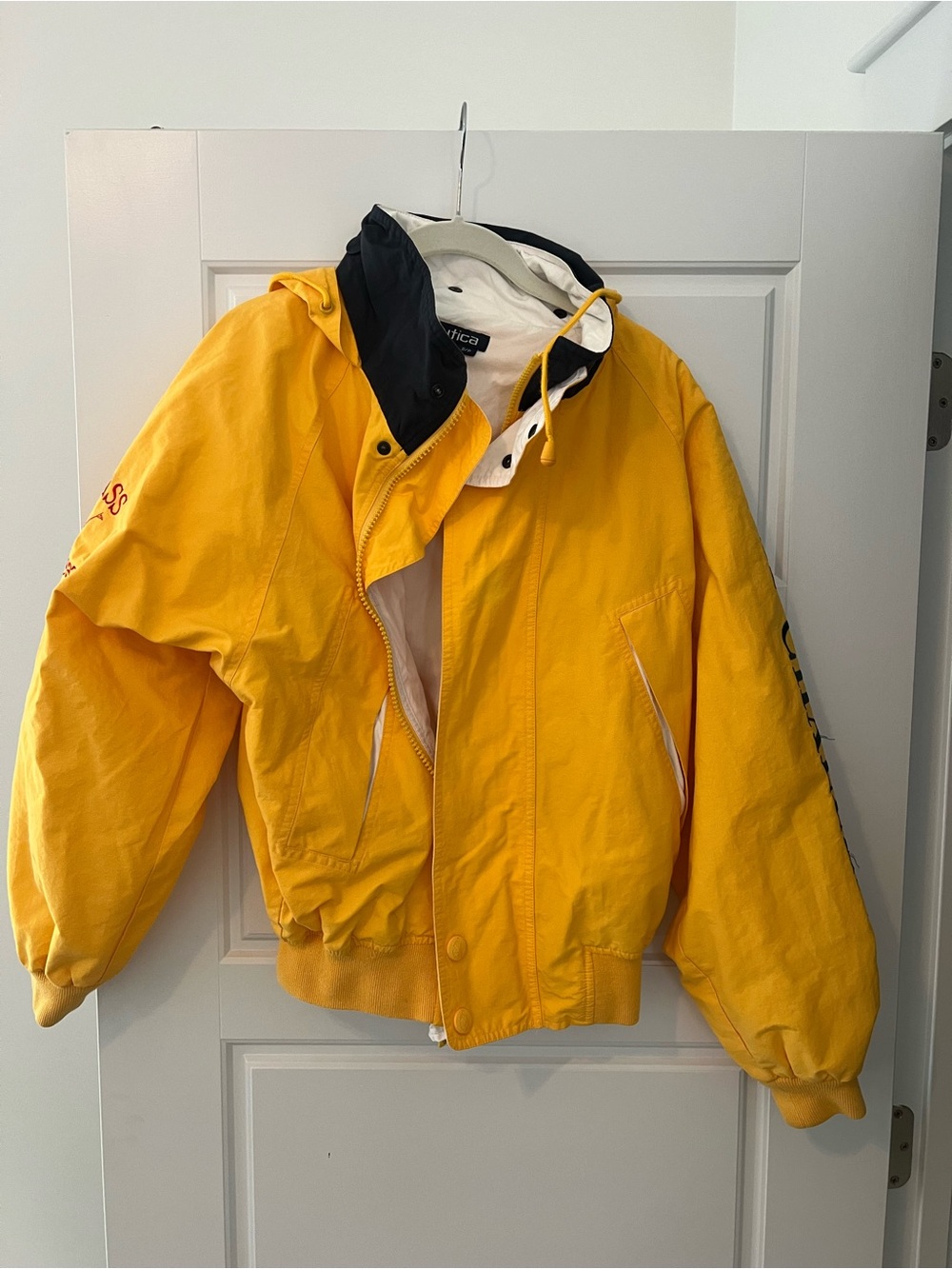 Vintage Nautica yellow j-class Nautica challenge sailing rain wind jacket
